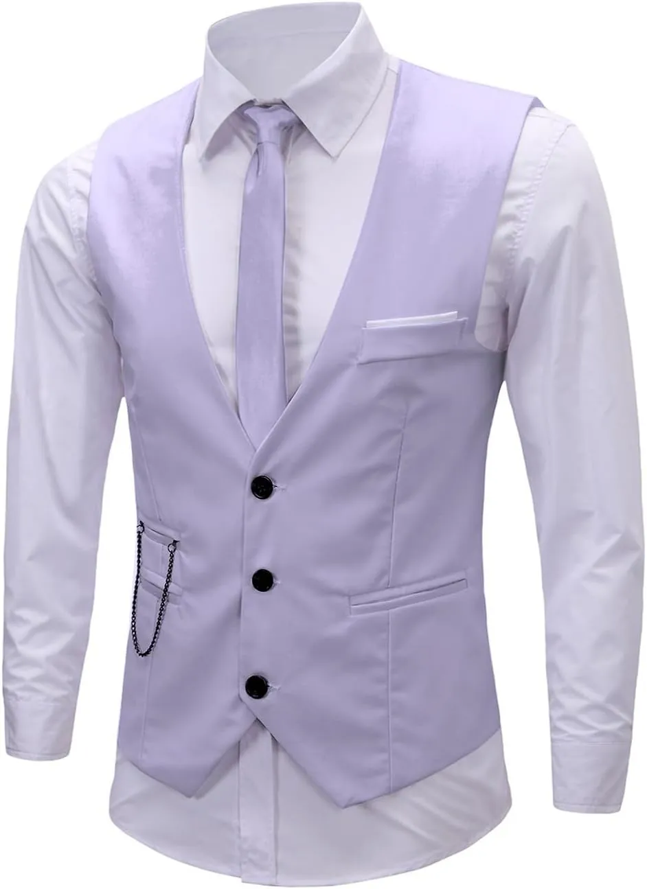 Men's Formal Dress Vest Business Slim Fit Sleeveless Tuxedo Suit Vest Waistcoat