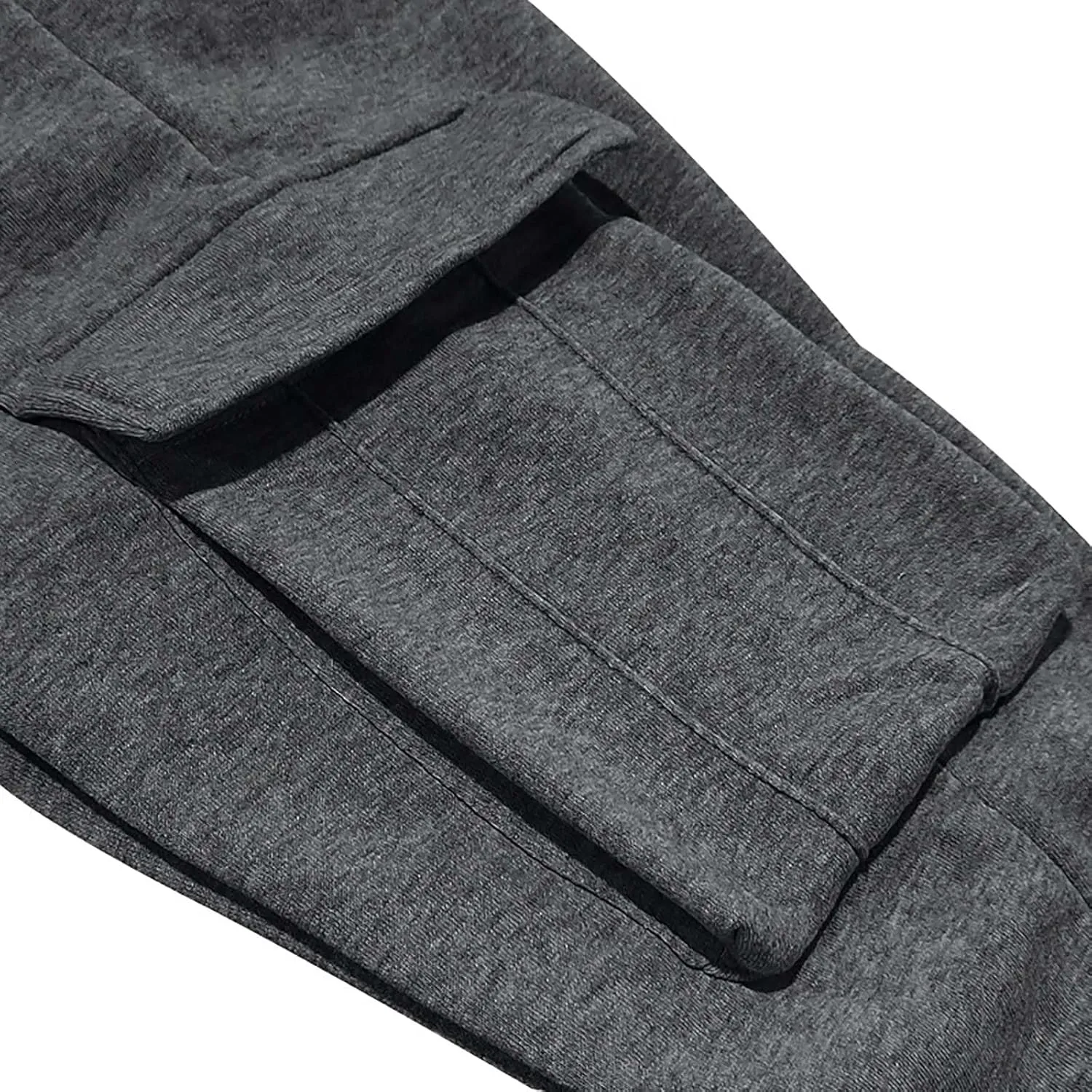 Mens Jogger Sweatpants Open Bottom Warm Fleece Lined Cargo Pants Relaxed Fit Tapered Winter Work Pants with Pockets