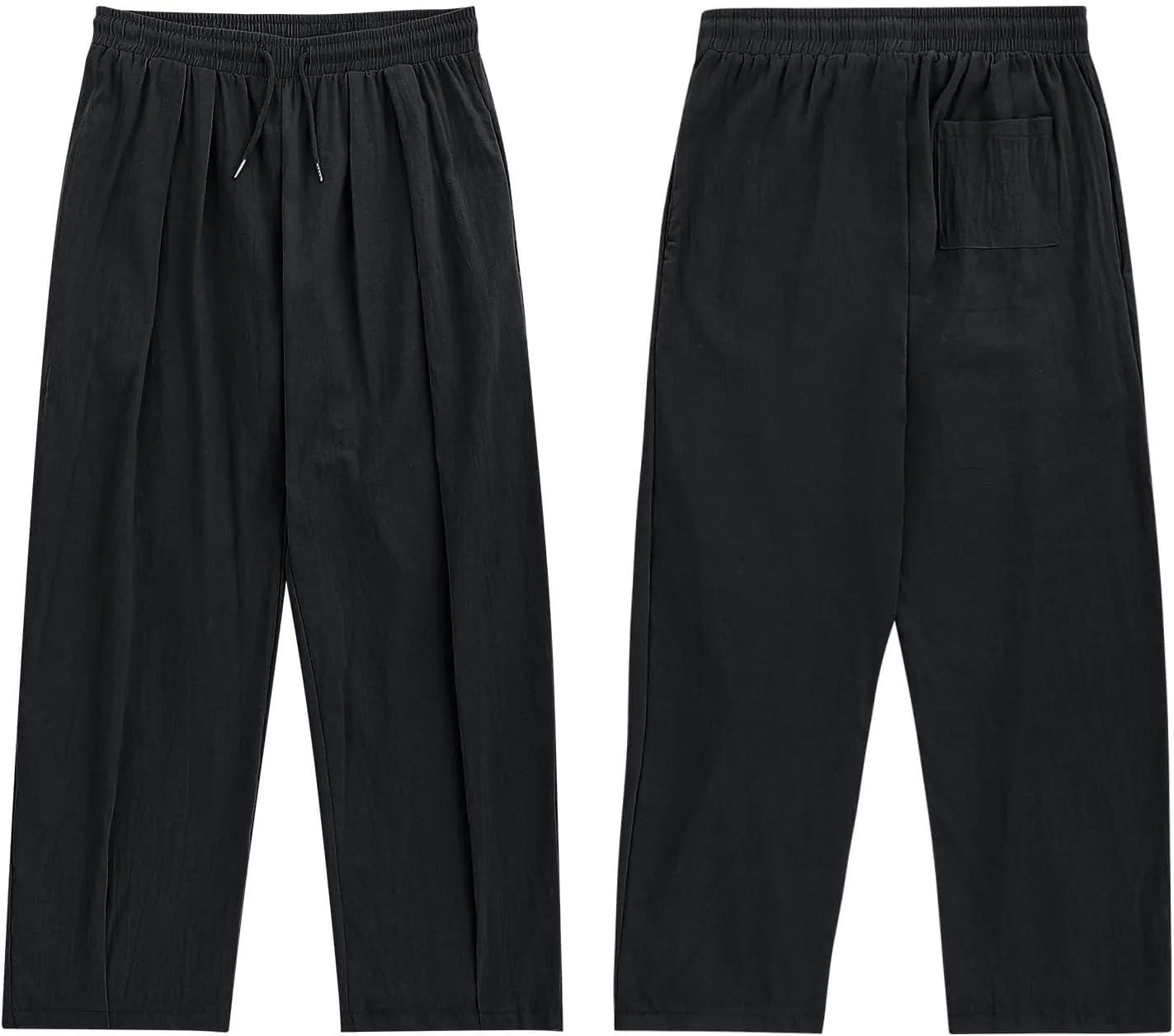 Men's Linen Pants Casual Drawstring Beach Pants Stretch Waist Summer Pants Lightweight Trouser with Pockets