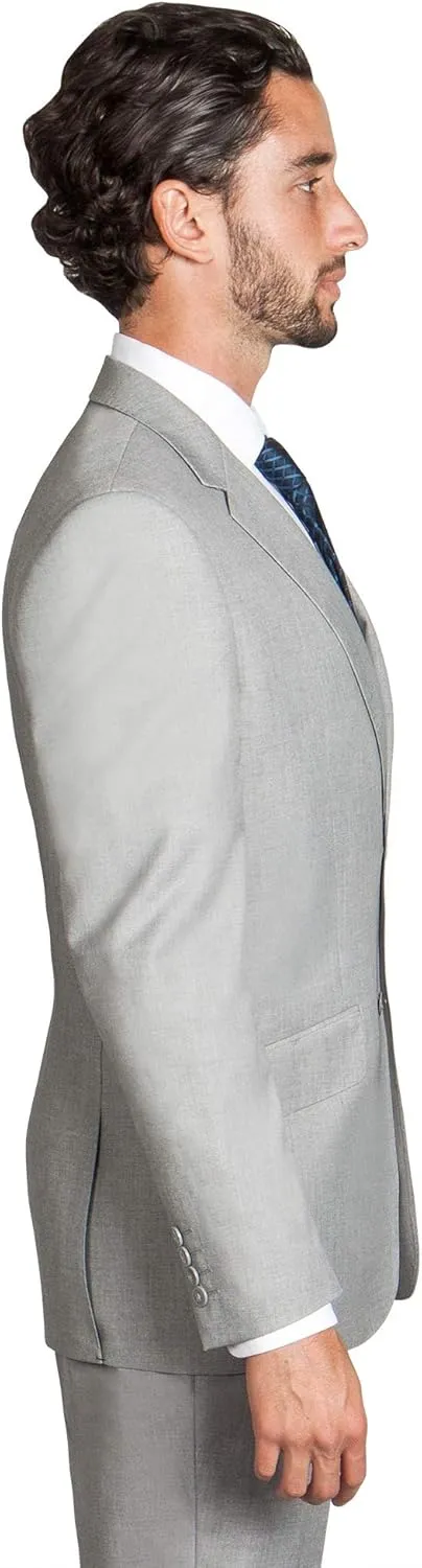 Men's Modern Fit 2 Piece Italian Suit Two Button Wool Blazer & Trousers Smart Party Formal Suits