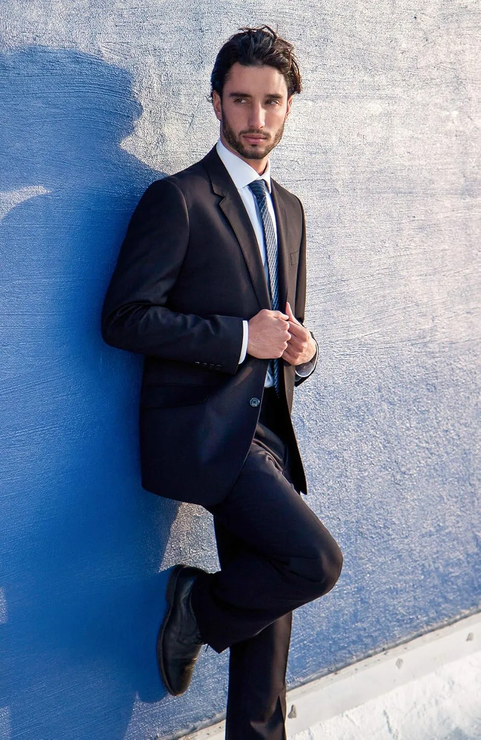 Men's Modern Fit 2 Piece Italian Suit Two Button Wool Blazer & Trousers Smart Party Formal Suits