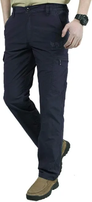 Men's Outdoor Cargo Hiking Pants Non-Belt Lightweight Waterproof Quick Drying Tactical Pants Flat Front Casual Sweatpant
