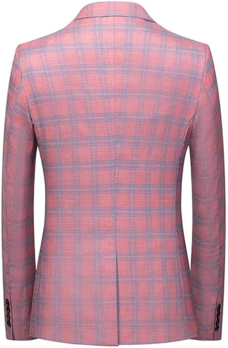 Mens Plaid Blazers Casual Sport Coat 1 Button Suit Jacket Slim Fit Notched Lapel Lightweight Jackets for Daily