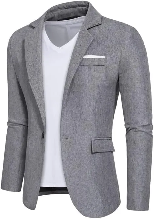 Mens Plaid Blazers Casual Sport Coat 1 Button Suit Jacket Slim Fit Notched Lapel Lightweight Jackets for Daily