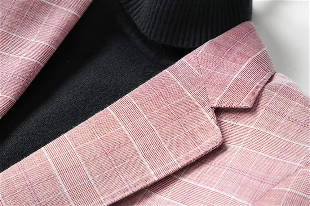 Mens Plaid Blazers Casual Sport Coat 1 Button Suit Jacket Slim Fit Notched Lapel Lightweight Jackets for Daily