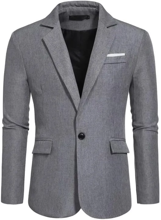 Mens Plaid Blazers Casual Sport Coat 1 Button Suit Jacket Slim Fit Notched Lapel Lightweight Jackets for Daily