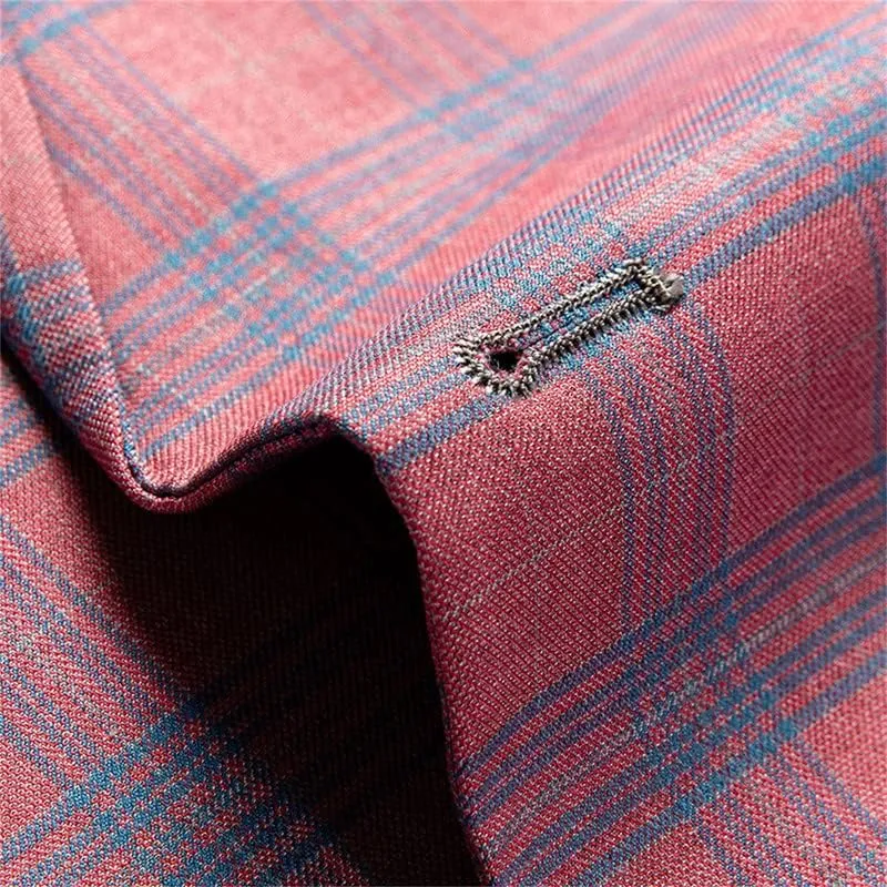 Mens Plaid Blazers Casual Sport Coat 1 Button Suit Jacket Slim Fit Notched Lapel Lightweight Jackets for Daily