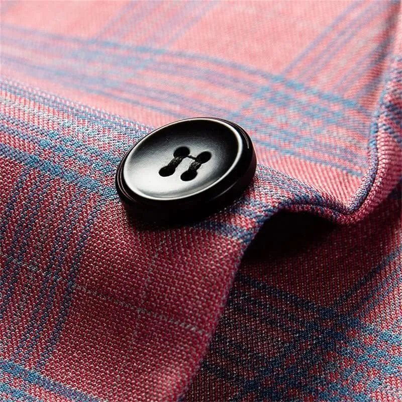Mens Plaid Blazers Casual Sport Coat 1 Button Suit Jacket Slim Fit Notched Lapel Lightweight Jackets for Daily