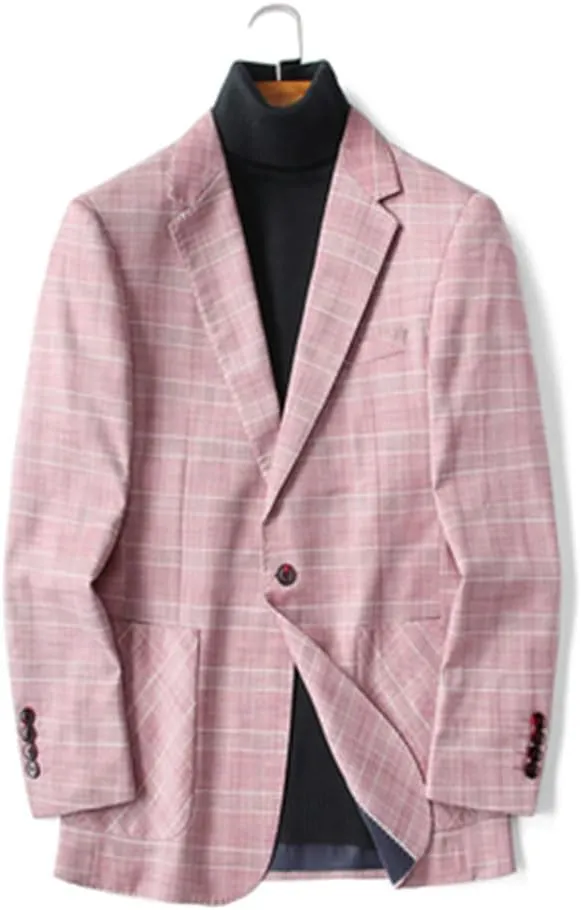 Mens Plaid Blazers Casual Sport Coat 1 Button Suit Jacket Slim Fit Notched Lapel Lightweight Jackets for Daily