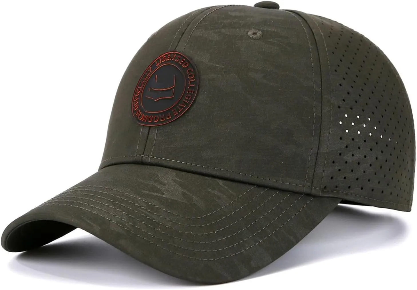 Men's Quick Dry Baseball Cap Original Camouflage Laser Perforated Breathable Golf Ball Caps Curved Brim Structured Hats