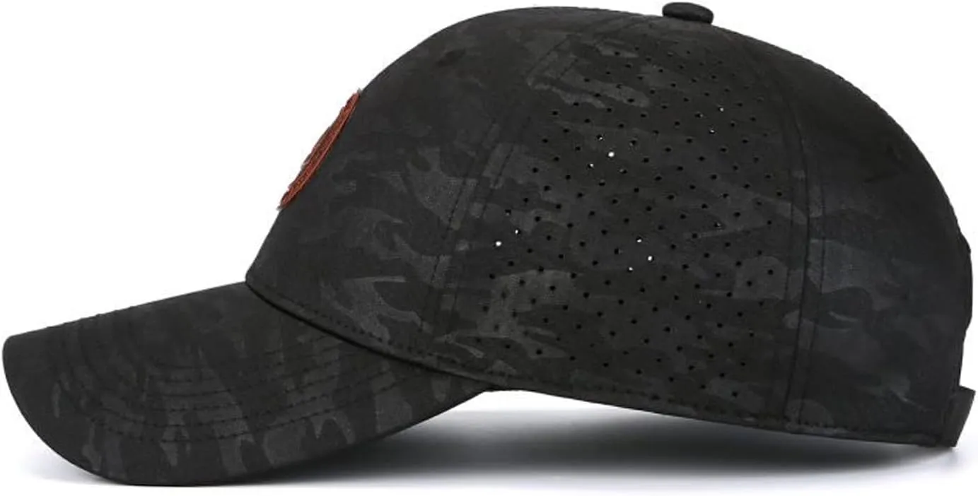 Men's Quick Dry Baseball Cap Original Camouflage Laser Perforated Breathable Golf Ball Caps Curved Brim Structured Hats