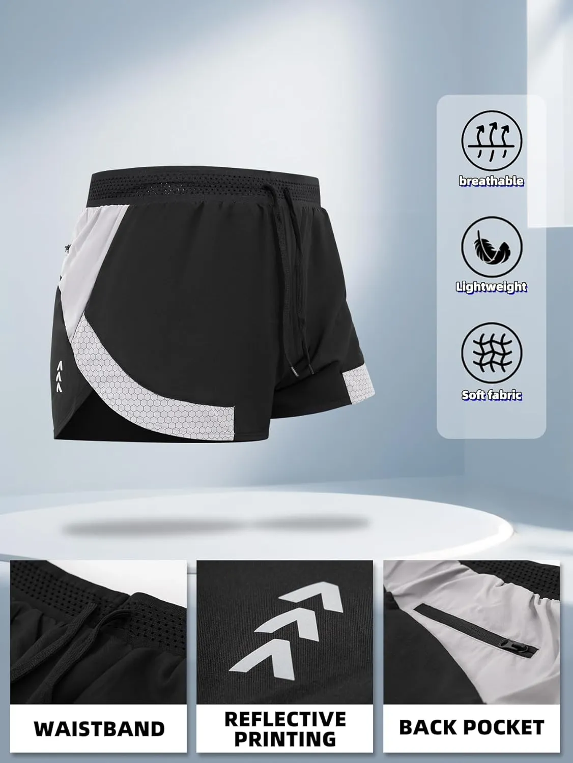 Men's Quick Dry Gym Shorts Lightweight Breathable Athletic Flat Front Shorts for Running