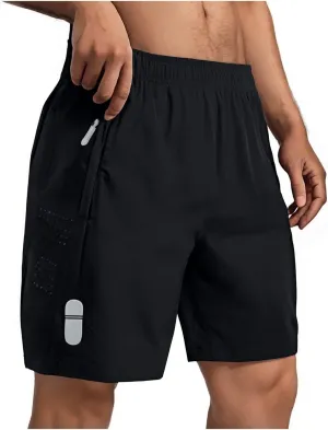 Men's Quick-Dry Workout Shorts Breathable Elastic Waist Athletic Short Pants with Zipper Pocket Gym Running Fitness