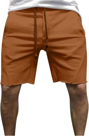 Men's Relaxed Fit Cotton Shorts Casual Lounge Sweat Shorts Elastic Waist Drawstring Summer Beach Shorts with Pockets