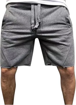 Men's Relaxed Fit Cotton Shorts Casual Lounge Sweat Shorts Elastic Waist Drawstring Summer Beach Shorts with Pockets
