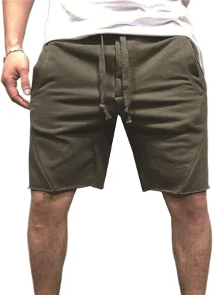 Men's Relaxed Fit Cotton Shorts Casual Lounge Sweat Shorts Elastic Waist Drawstring Summer Beach Shorts with Pockets