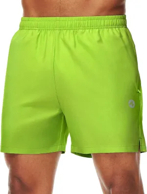 Men’s Running Athletic Shorts with Zipper Pockets 5 in Inseam Linerless Dry Fit Workout Gym Shorts