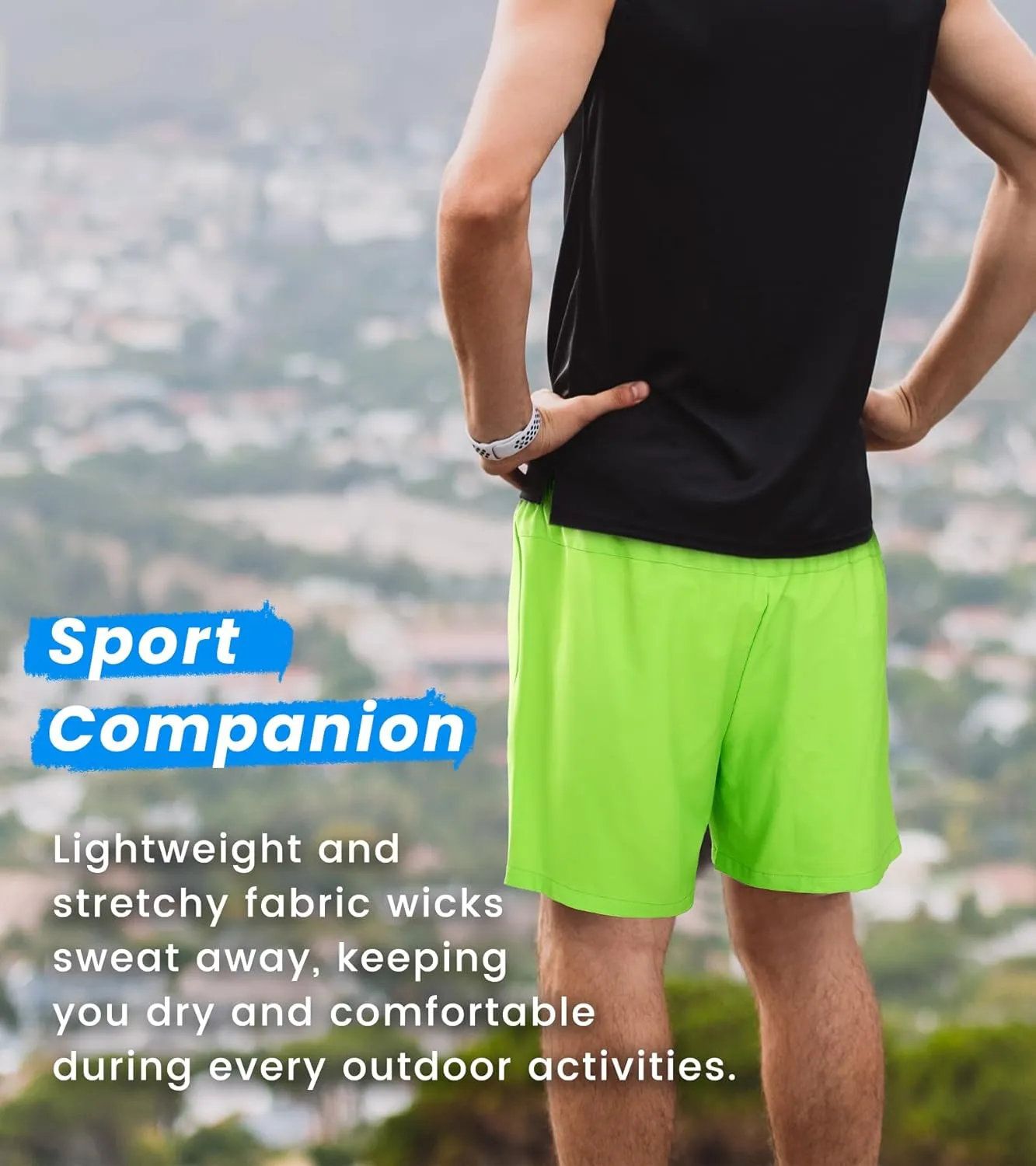 Men’s Running Athletic Shorts with Zipper Pockets 5 in Inseam Linerless Dry Fit Workout Gym Shorts
