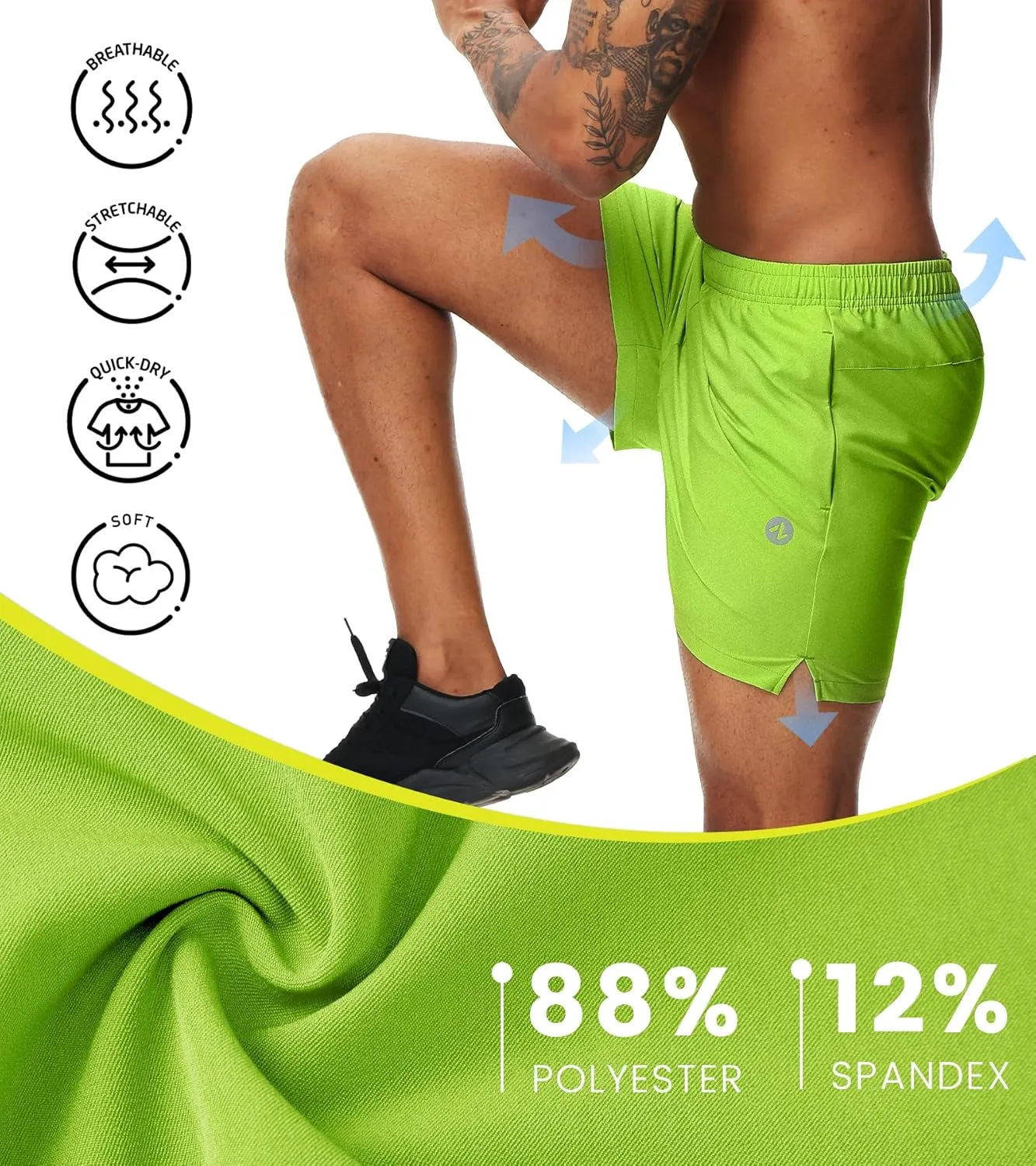 Men’s Running Athletic Shorts with Zipper Pockets 5 in Inseam Linerless Dry Fit Workout Gym Shorts