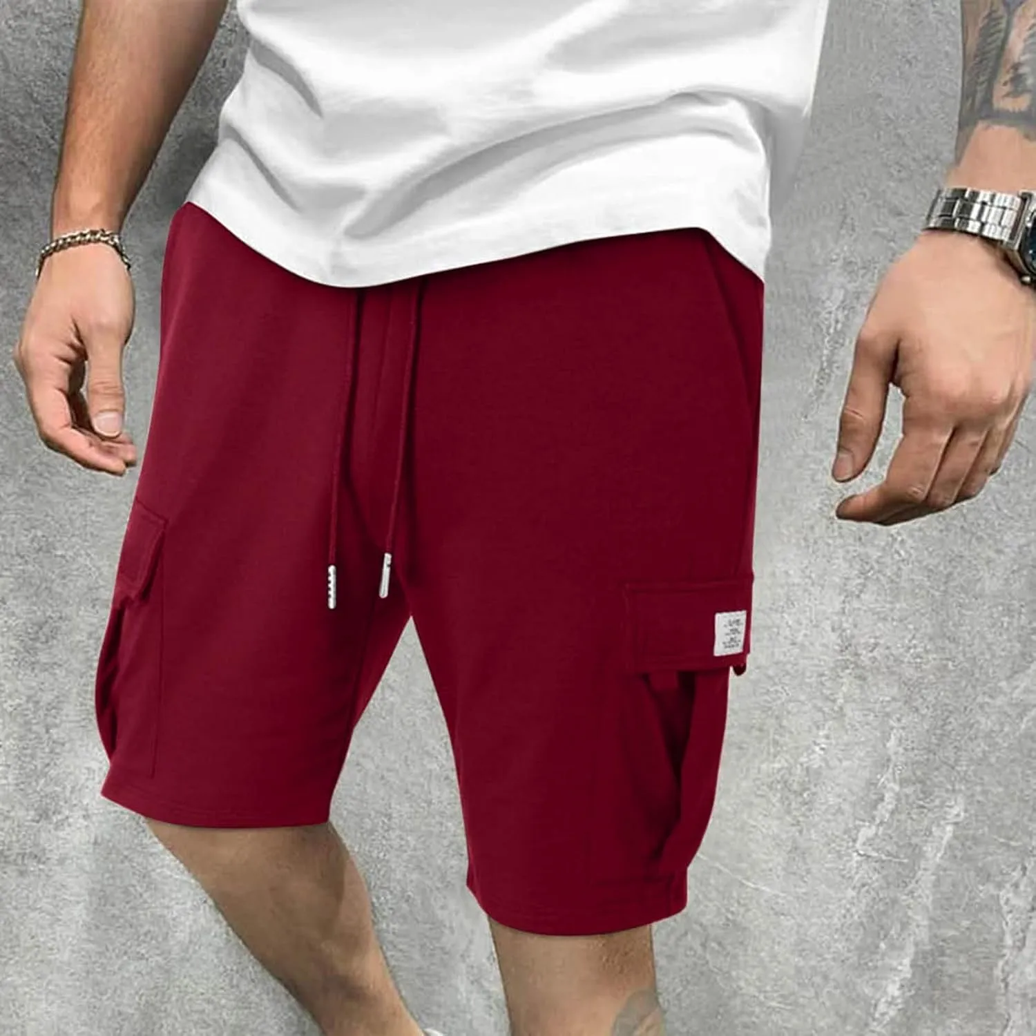 Men's Shorts Casual Relaxed Fit Elastic Waist Drawstring Workout Summer Solid Lightweight Basic Men's Shorts