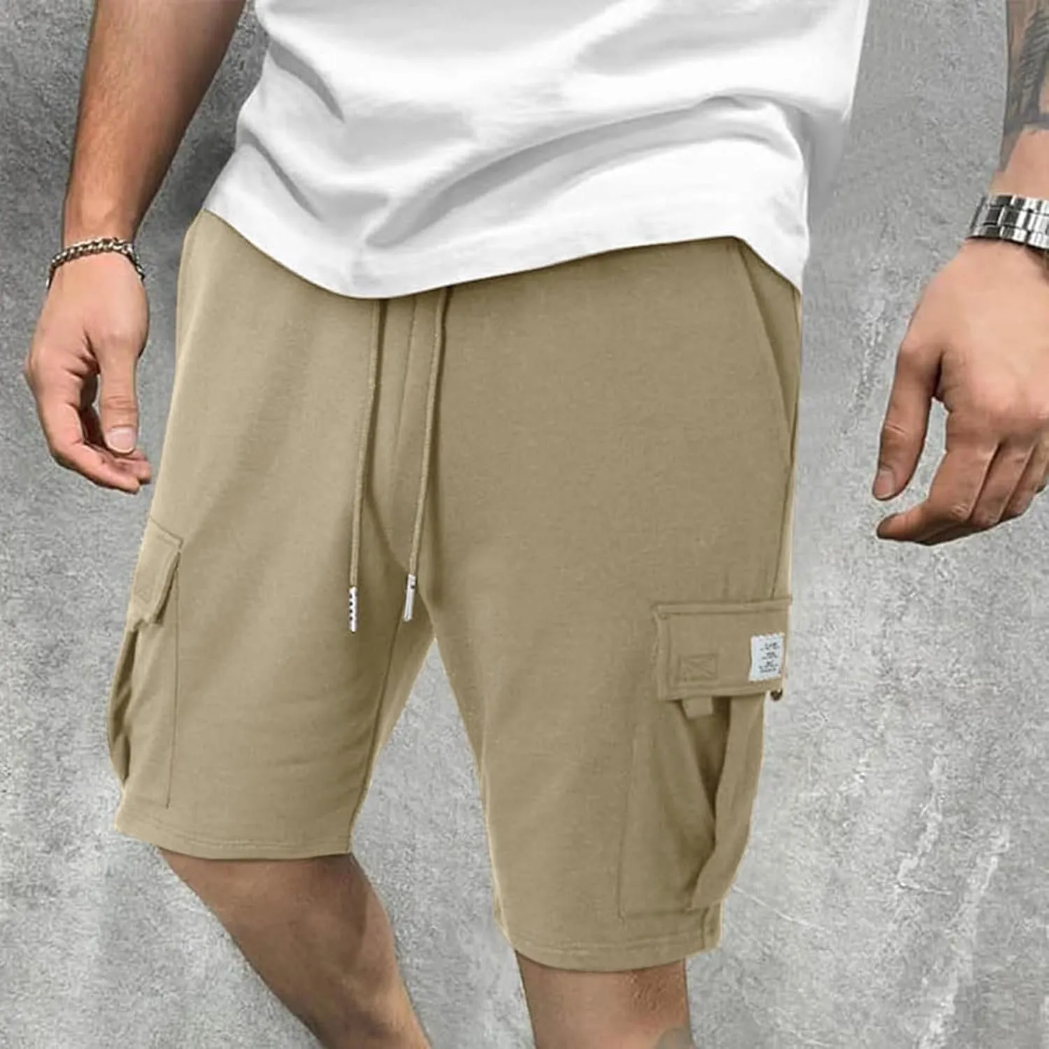 Men's Shorts Casual Relaxed Fit Elastic Waist Drawstring Workout Summer Solid Lightweight Basic Men's Shorts