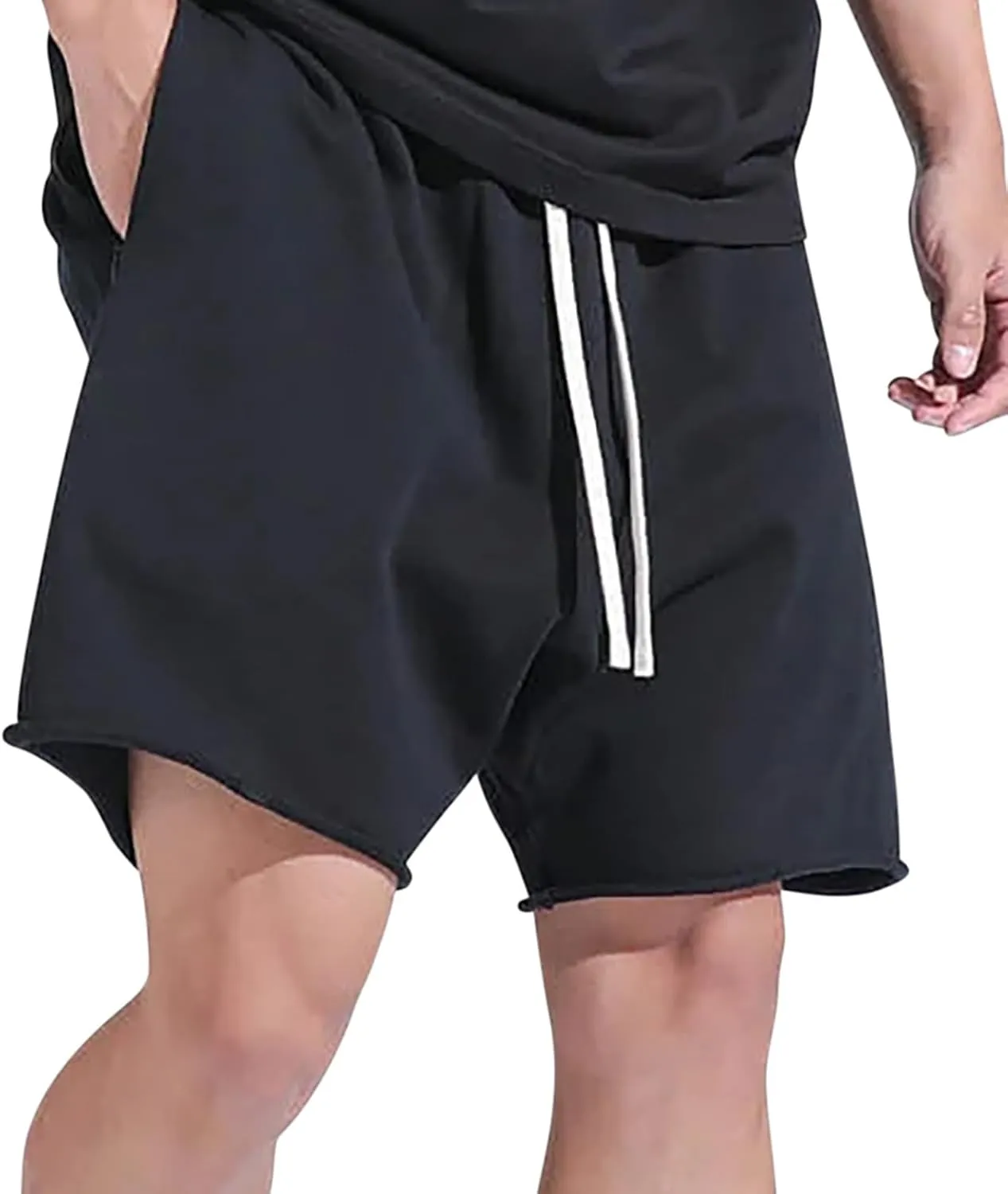 Mens Shorts Cotton Athletic Shorts Men's Casual Lounge Shorts Relaxed Fit Summer Drawstring Shorts Slacks with Pocket