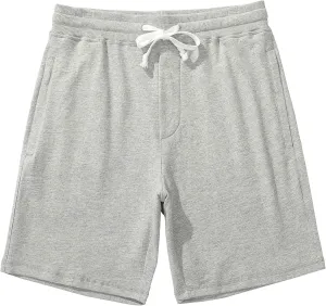 Mens Shorts Cotton Athletic Workout Shorts Zipper Pockets Casual Gym Running Sweat Shorts with Drawstring