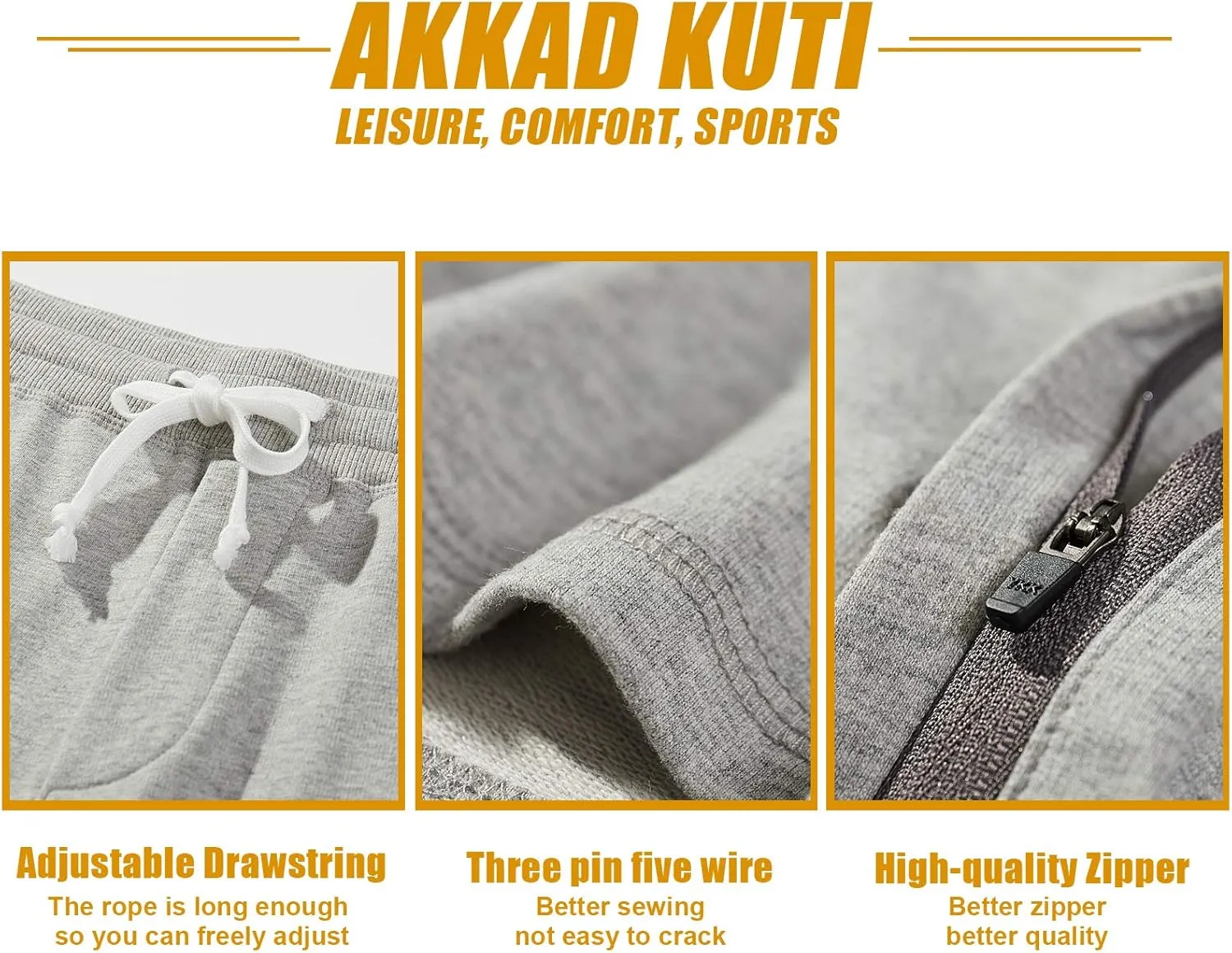 Mens Shorts Cotton Athletic Workout Shorts Zipper Pockets Casual Gym Running Sweat Shorts with Drawstring