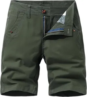 Mens Shorts Flat Front Summer Casual Stretch Loose Fit Golf Chino Short