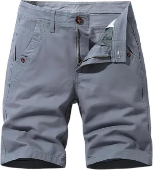 Mens Shorts Flat Front Summer Casual Stretch Loose Fit Golf Chino Short