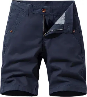 Mens Shorts Flat Front Summer Casual Stretch Loose Fit Golf Chino Short