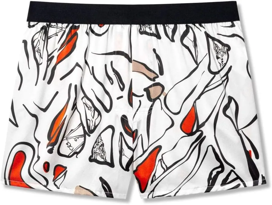 Men's Silk Boxer Shorts - Pure Mulberry Silk Underwear, Luxury Sleepwear, Pajamas Lounge Shorts - Improved Waistband