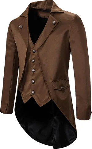 Mens Tails Slim Fit Tailcoat Dress Coat Gothic Tailcoat Tuxedo Jacket Dinner Party Wedding Blazer Suit Jacket