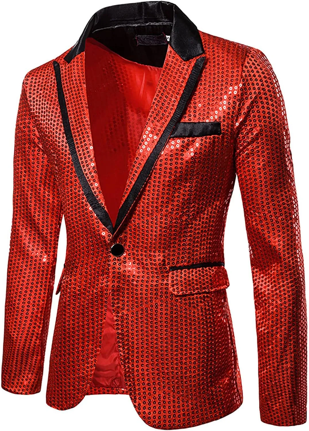 Men's Tuxedo Jacket Slim Fit Notched Lapel Blazer Suit Jackets for Party Prom Wedding Dinner Shiny Sequins Blazer