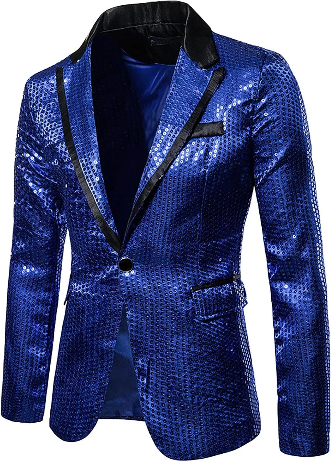 Men's Tuxedo Jacket Slim Fit Notched Lapel Blazer Suit Jackets for Party Prom Wedding Dinner Shiny Sequins Blazer