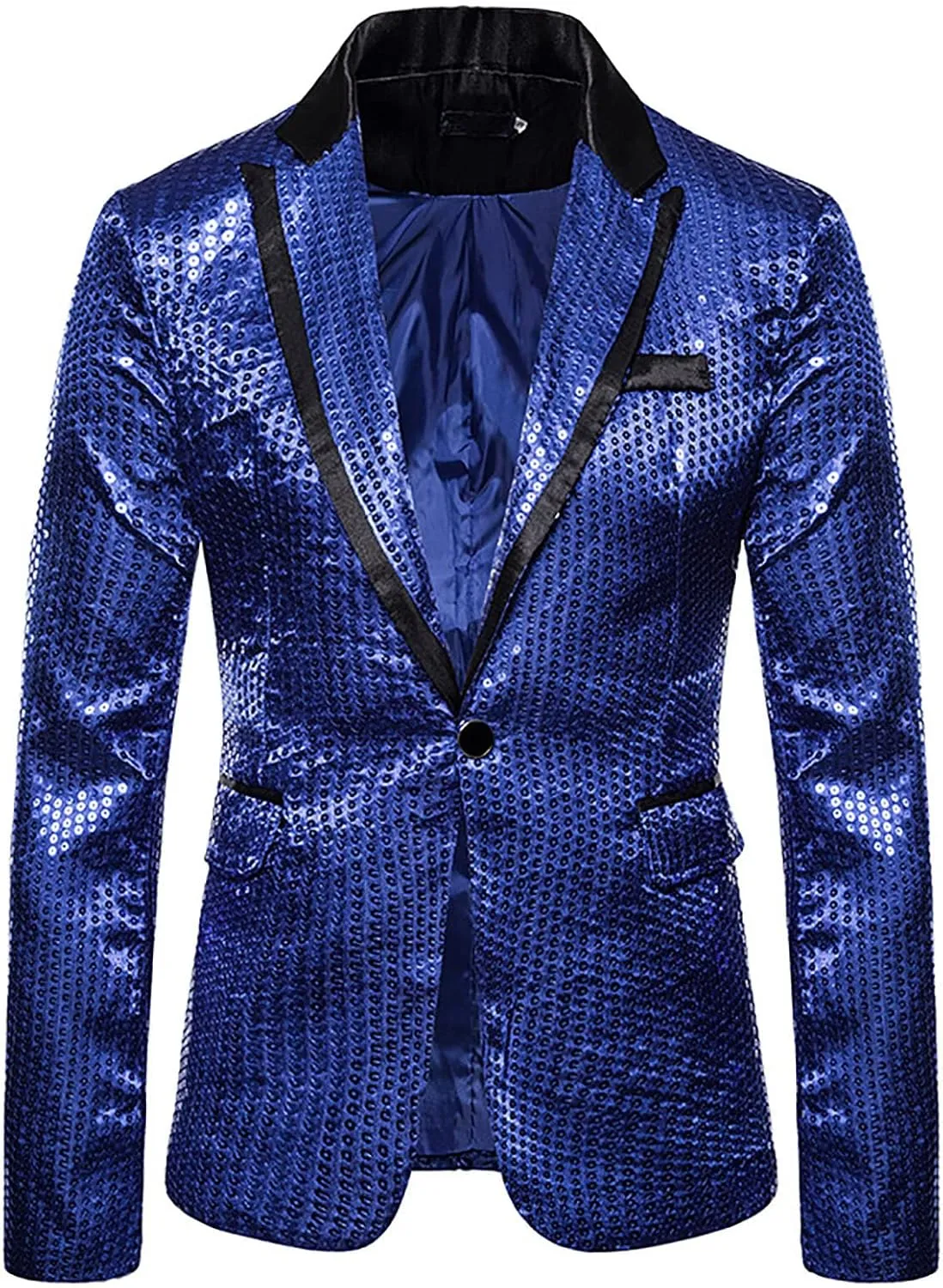 Men's Tuxedo Jacket Slim Fit Notched Lapel Blazer Suit Jackets for Party Prom Wedding Dinner Shiny Sequins Blazer