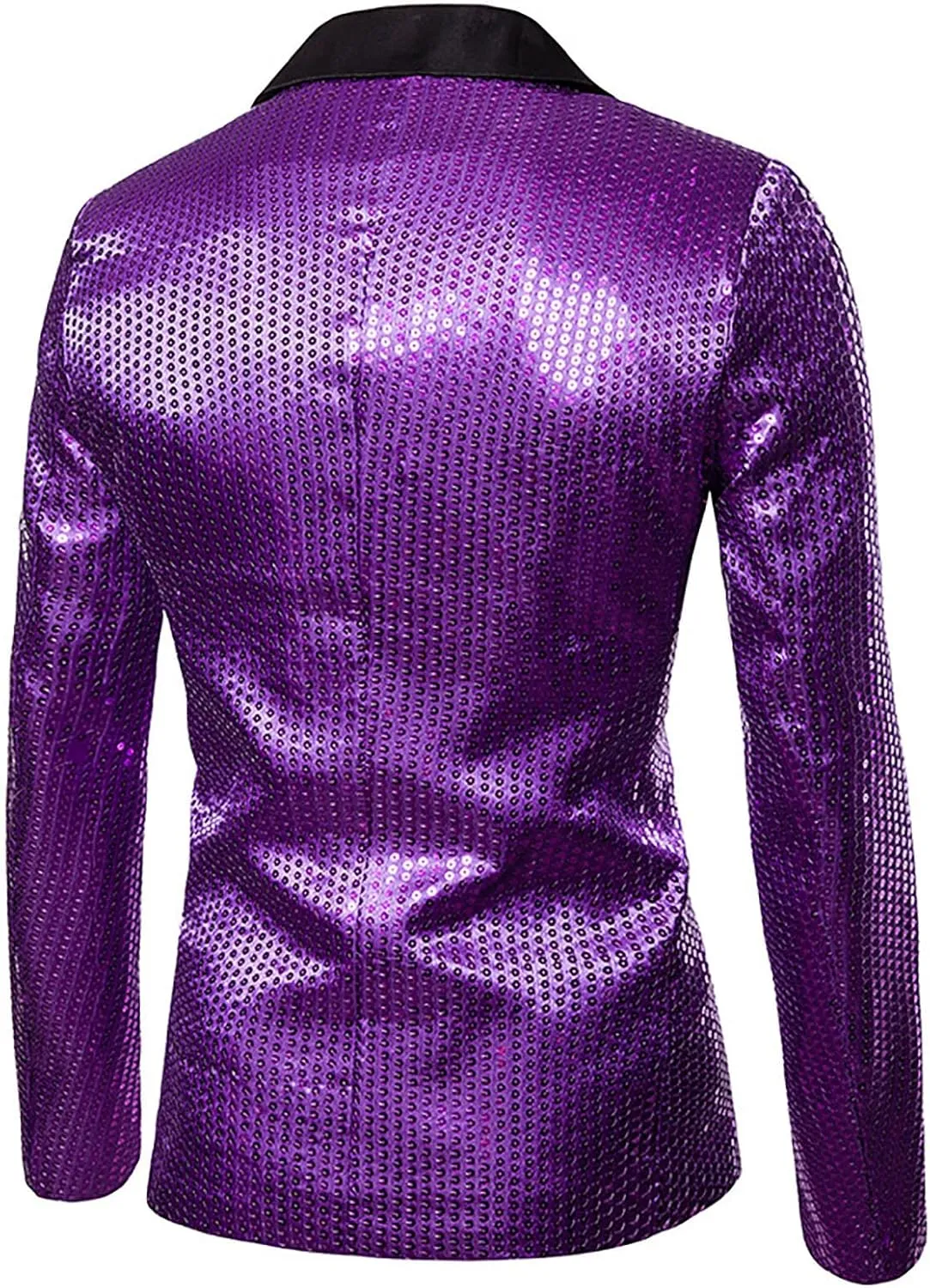 Men's Tuxedo Jacket Slim Fit Notched Lapel Blazer Suit Jackets for Party Prom Wedding Dinner Shiny Sequins Blazer