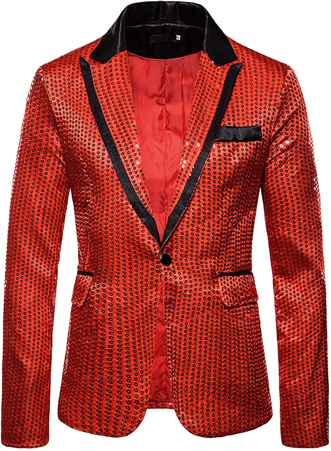 Men's Tuxedo Jacket Slim Fit Notched Lapel Blazer Suit Jackets for Party Prom Wedding Dinner Shiny Sequins Blazer