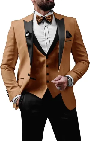 Mens Tuxedo Suits Slim Fit 3 Piece Formal Suit for Men Wedding Suits Stylish Suit Jacket Vest Pants with Tie