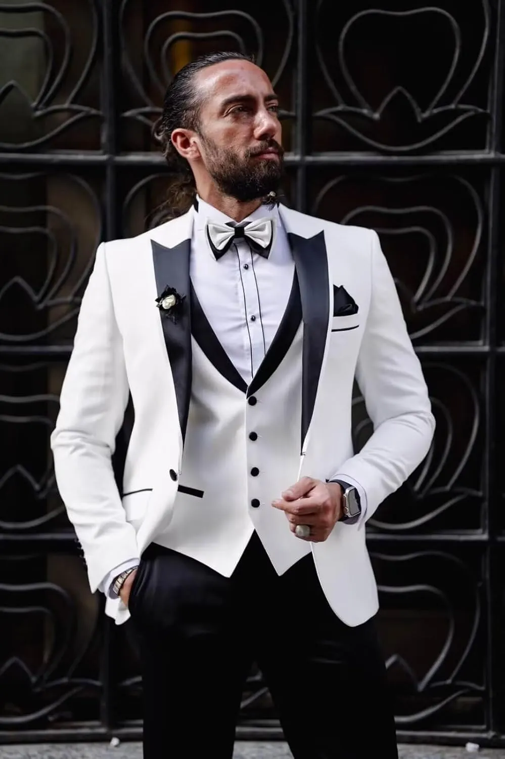Mens Tuxedo Suits Slim Fit 3 Piece Formal Suit for Men Wedding Suits Stylish Suit Jacket Vest Pants with Tie