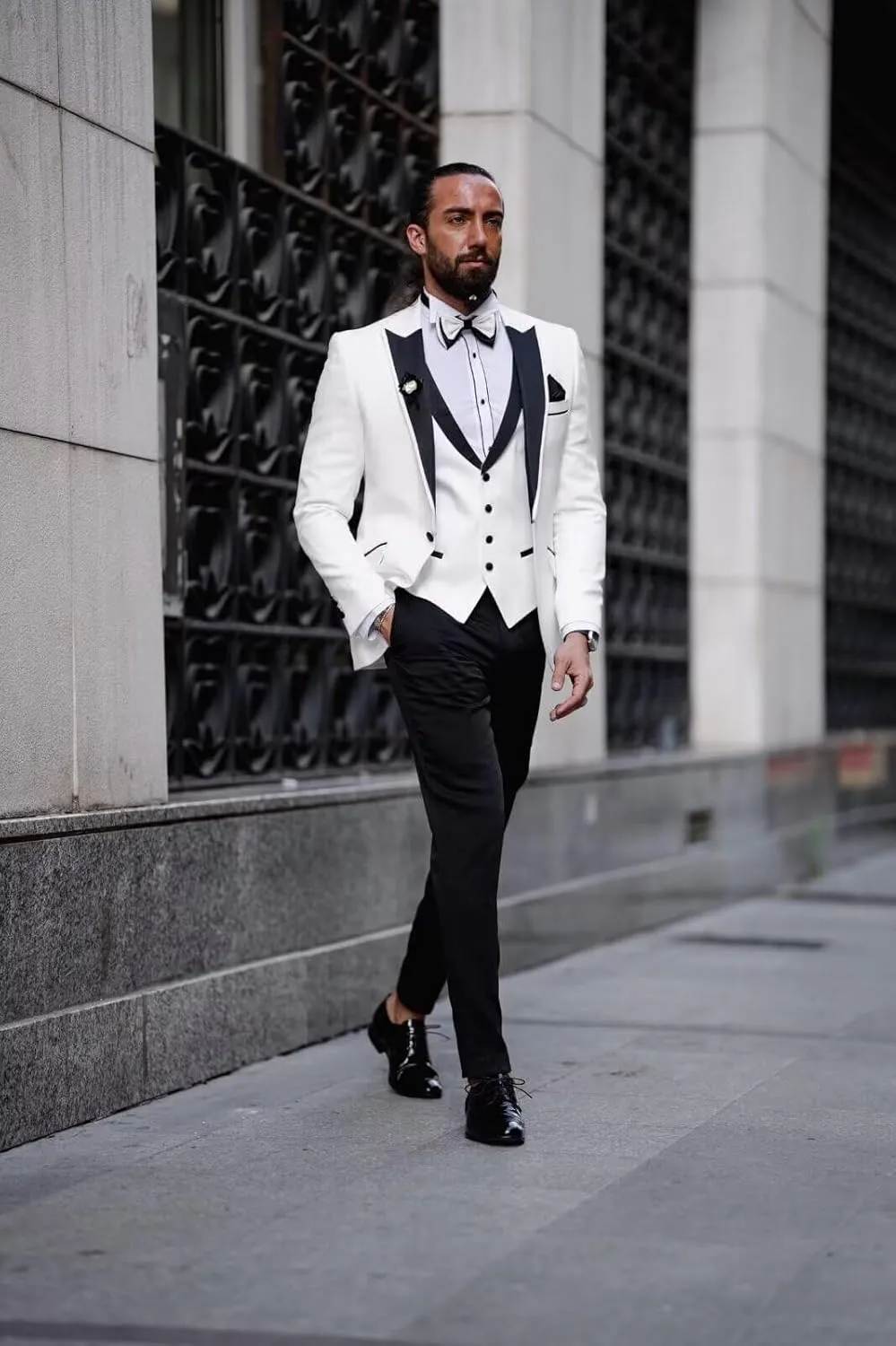 Mens Tuxedo Suits Slim Fit 3 Piece Formal Suit for Men Wedding Suits Stylish Suit Jacket Vest Pants with Tie