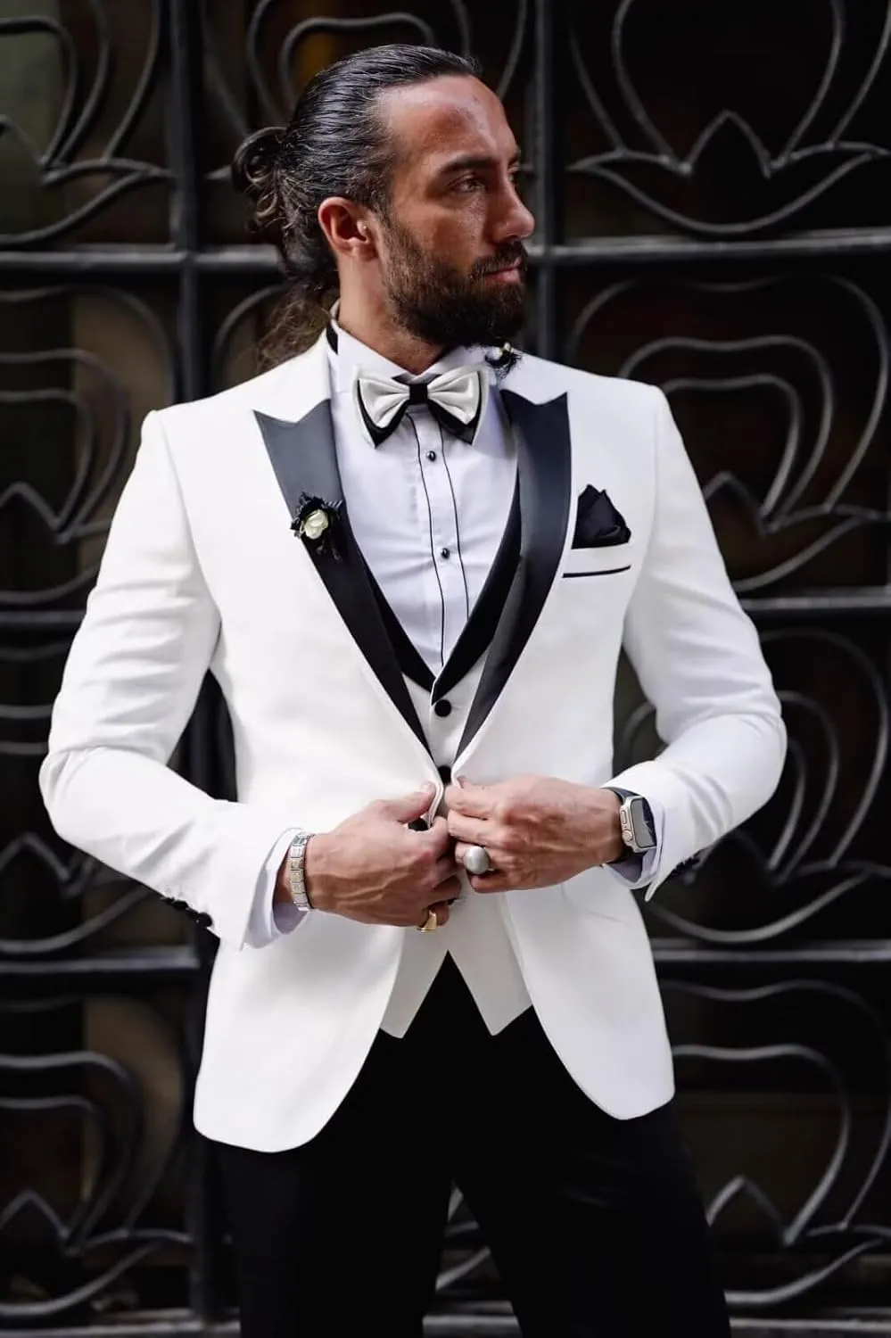 Mens Tuxedo Suits Slim Fit 3 Piece Formal Suit for Men Wedding Suits Stylish Suit Jacket Vest Pants with Tie