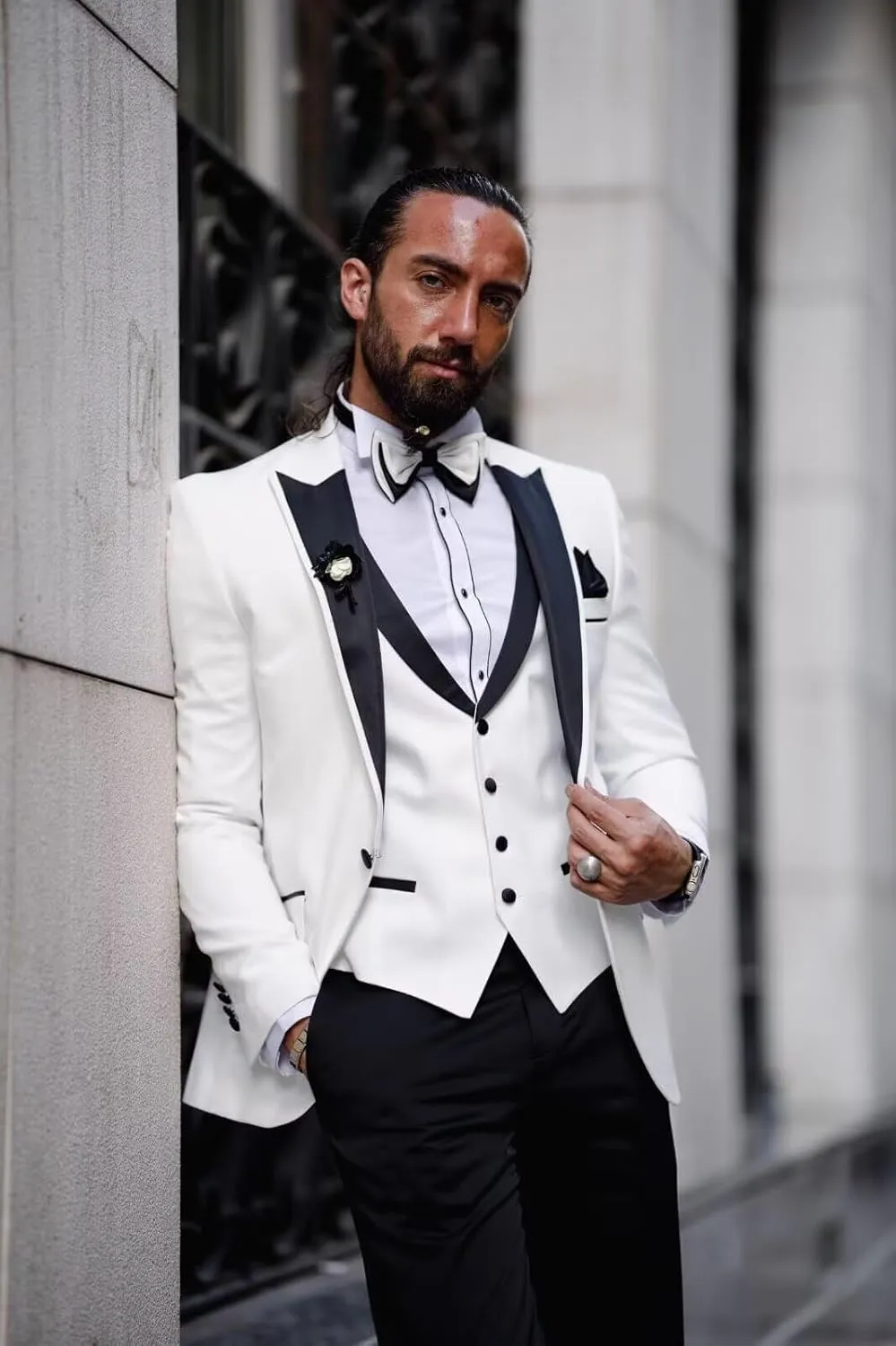 Mens Tuxedo Suits Slim Fit 3 Piece Formal Suit for Men Wedding Suits Stylish Suit Jacket Vest Pants with Tie