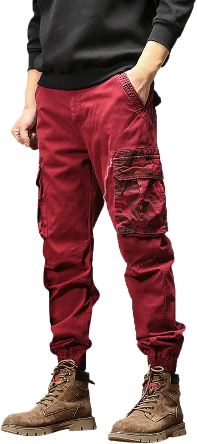 MIDOO Work Pants for Men Slim Fit Casual Fleece Joggers Loose Open Bottom Athletic Pants Straight Leg Outdoor Hiking Pants
