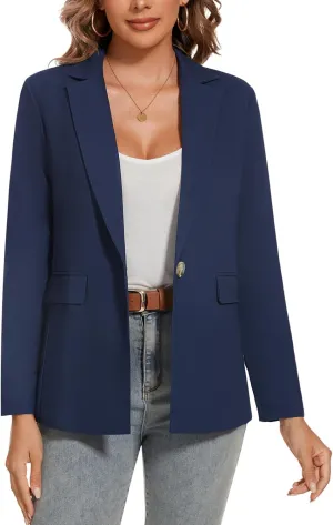 MINTLIMIT Womens Cotton Linen Blazer Long Sleeve Casual Work Office Lightweight Lapel Button Blazers Jacket with Pockets