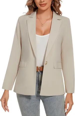 MINTLIMIT Womens Cotton Linen Blazer Long Sleeve Casual Work Office Lightweight Lapel Button Blazers Jacket with Pockets