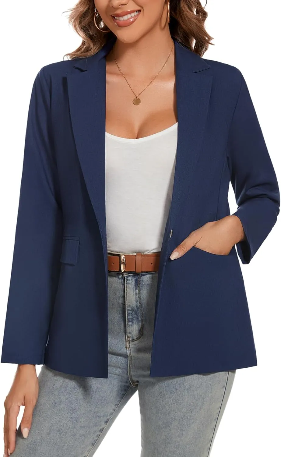 MINTLIMIT Womens Cotton Linen Blazer Long Sleeve Casual Work Office Lightweight Lapel Button Blazers Jacket with Pockets
