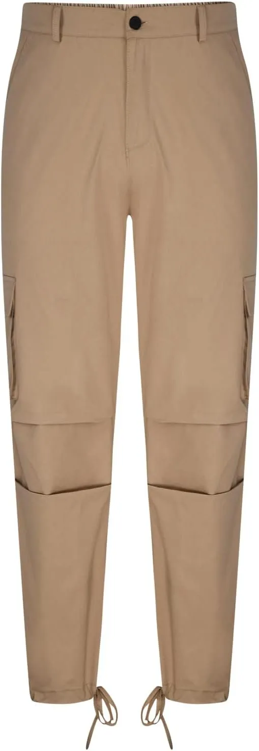 Muscularfit Men's Cargo Pants Cotton Stretch Waist Multi Pockets Straight Sweatpants Outdoor Fashion Solid Tooling Trousers