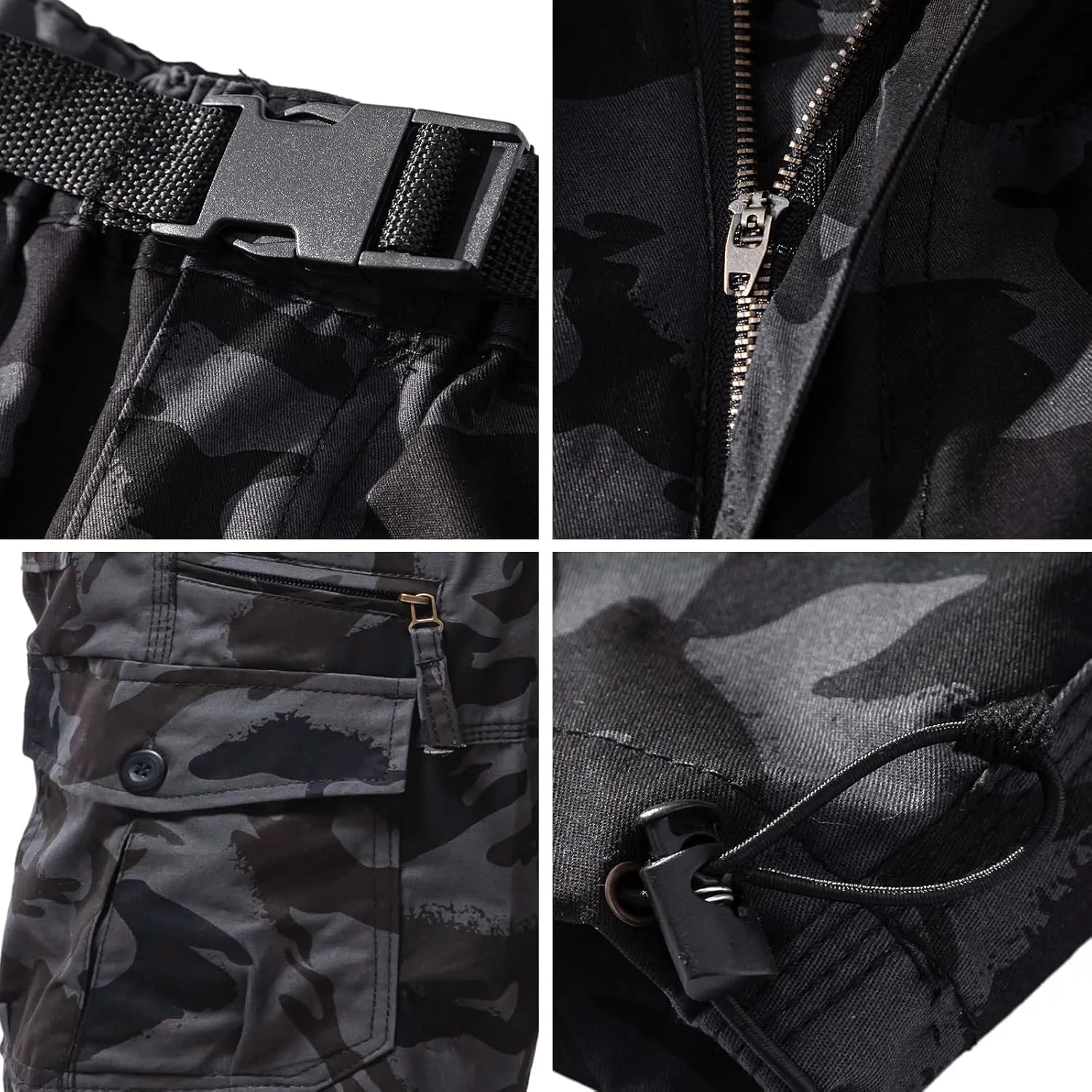 Mylldey Men's Cargo Shorts 3/4 Relaxed Fit Mens Running Shorts 7 Pockets Elastic Waist Cotton Hiking Shorts