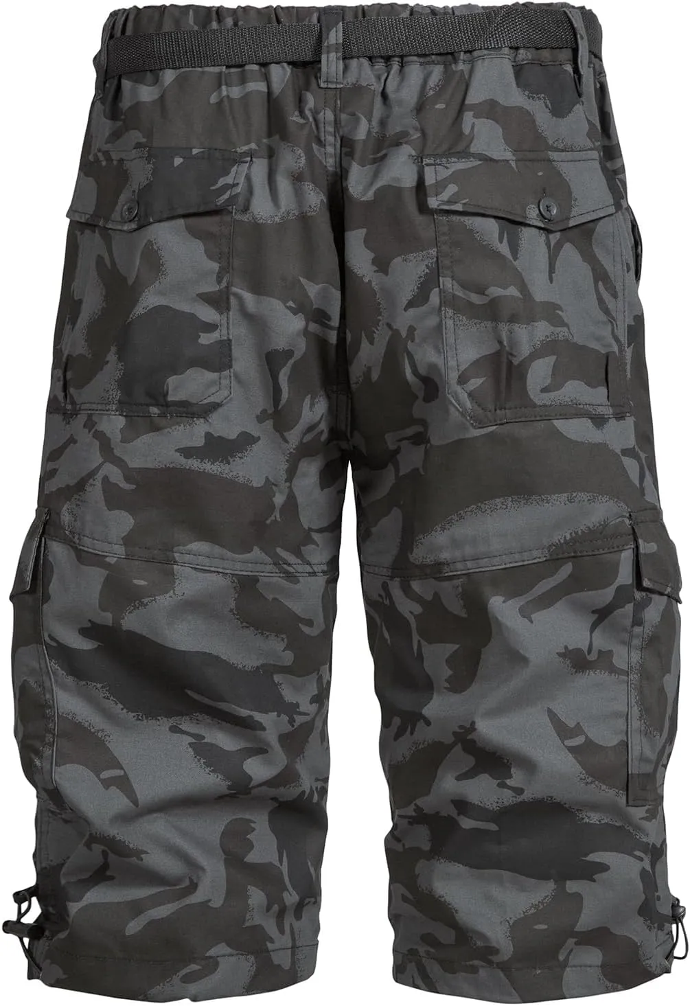Mylldey Men's Cargo Shorts 3/4 Relaxed Fit Mens Running Shorts 7 Pockets Elastic Waist Cotton Hiking Shorts